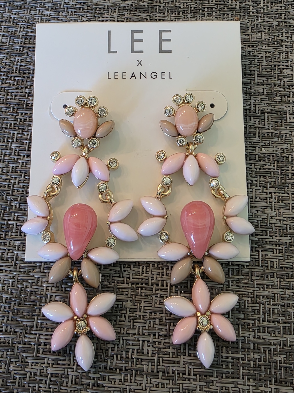 LEE x LEEANGEL Pink Floral Statement Drop Earrings